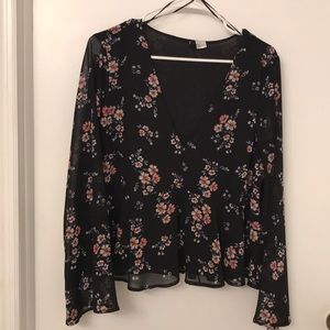 H&M Divided Floral Blouse Sz 12 (M/L)